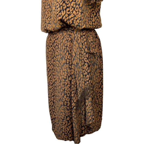 VINTAGE 80s Carole Little Leopard Print Top & Skirt Set - Picture 6 of 14